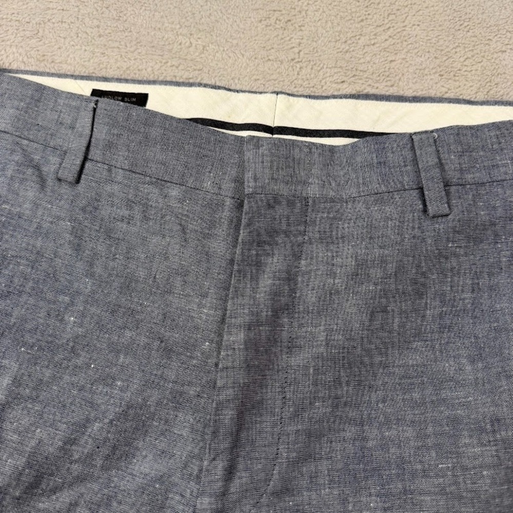 J. Crew Mens 34x30 Ludlow Somelos Cotton Linen Slim Fit Pants Blue Lightweight - Picture 4 of 14